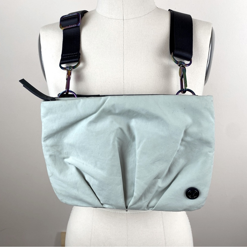 lululemon athletica Light Blue Crossbody Bag with Black Strap